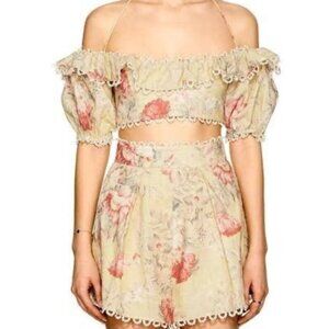 Sz 1 Zimmermann XO Barneys NY Capsule Collection Yellow Linen Shorts Small